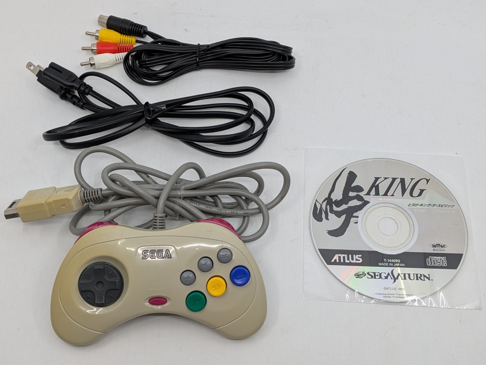 Sega Saturn White HST-3220 NTSC-J Tested w Controller + Touge King the Spirits