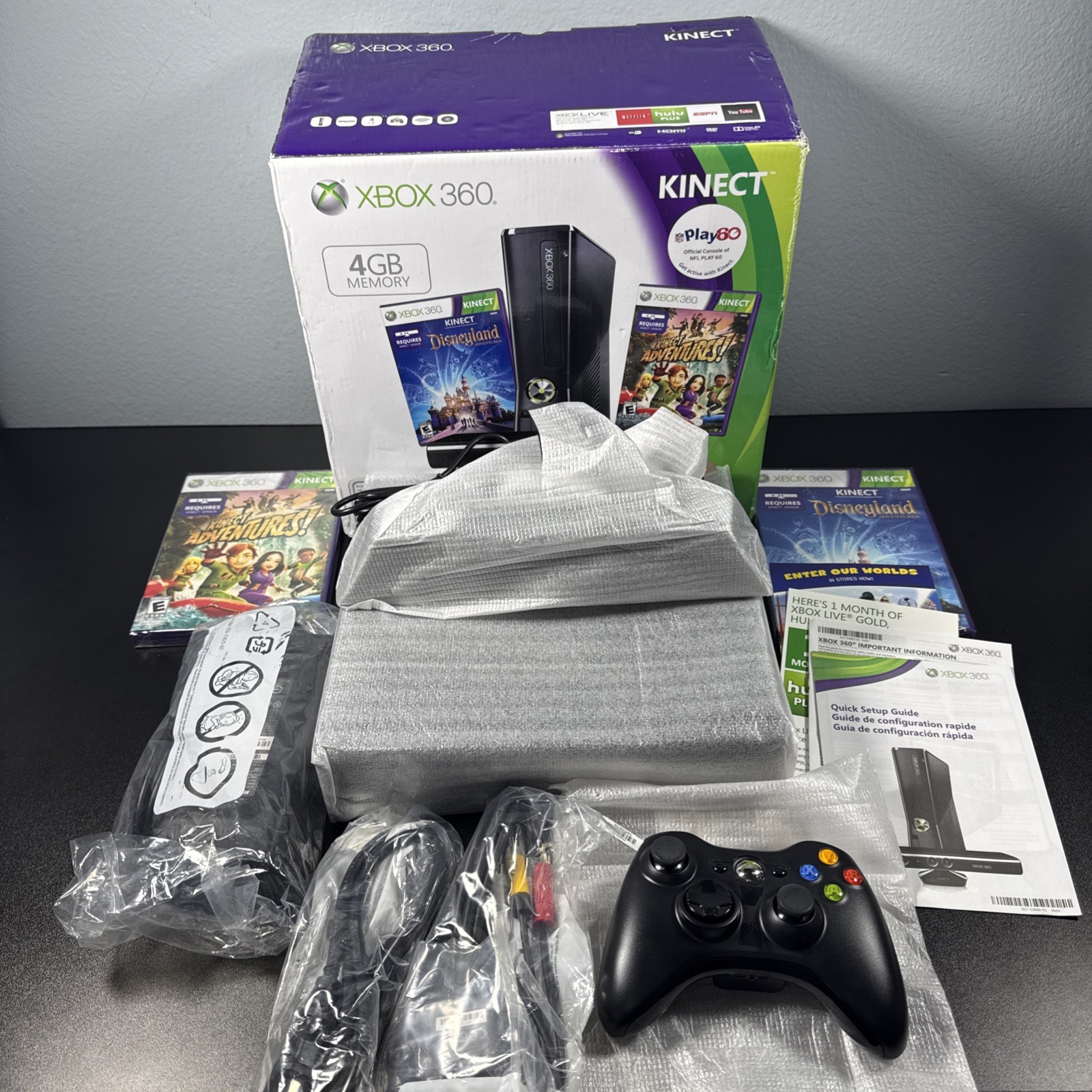 New Open Box – Microsoft Xbox 360 Kinect Black Console 4GB Adventures Disneyland
