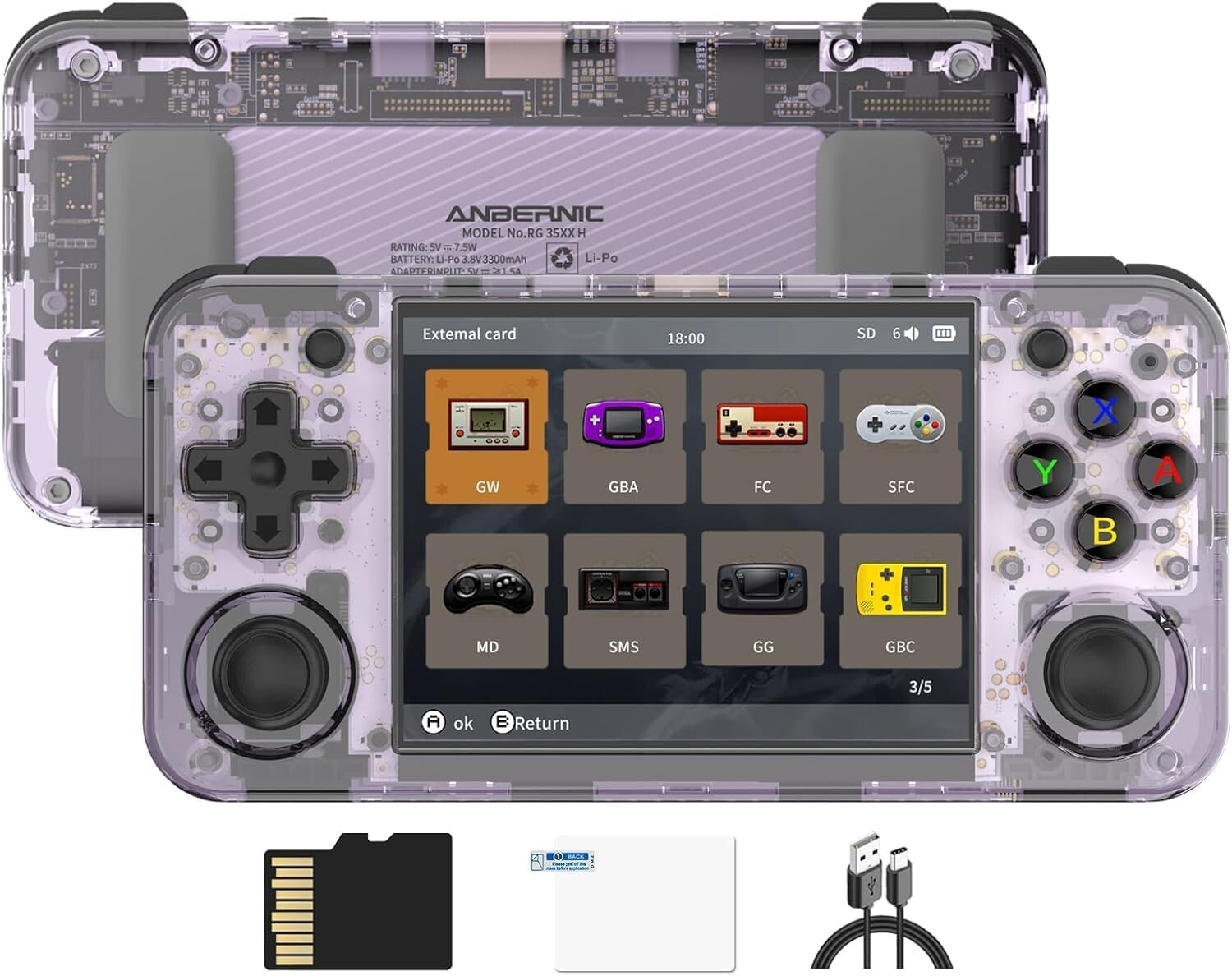 Anbernic RG35XX H Retro Game Console, Support HDMI TV Output 5G WiFi Bluetooth