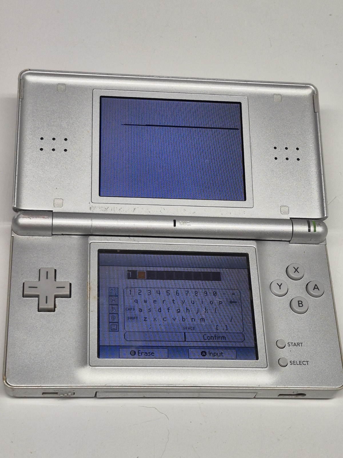 Nintendo DS Lite Handheld Silver Bad Top Screen