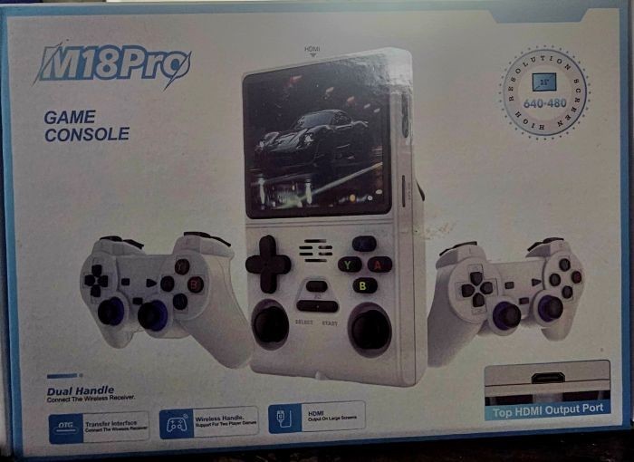 M18Pro Handheld Game Console White, Wireless Controllers, 3.5″ Screen, HDMI, OTG