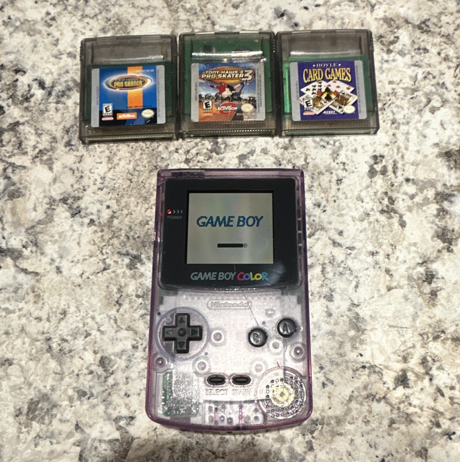 Nintendo Game Boy Color CGB-001 Atomic Purple Handheld w/ 3 Games