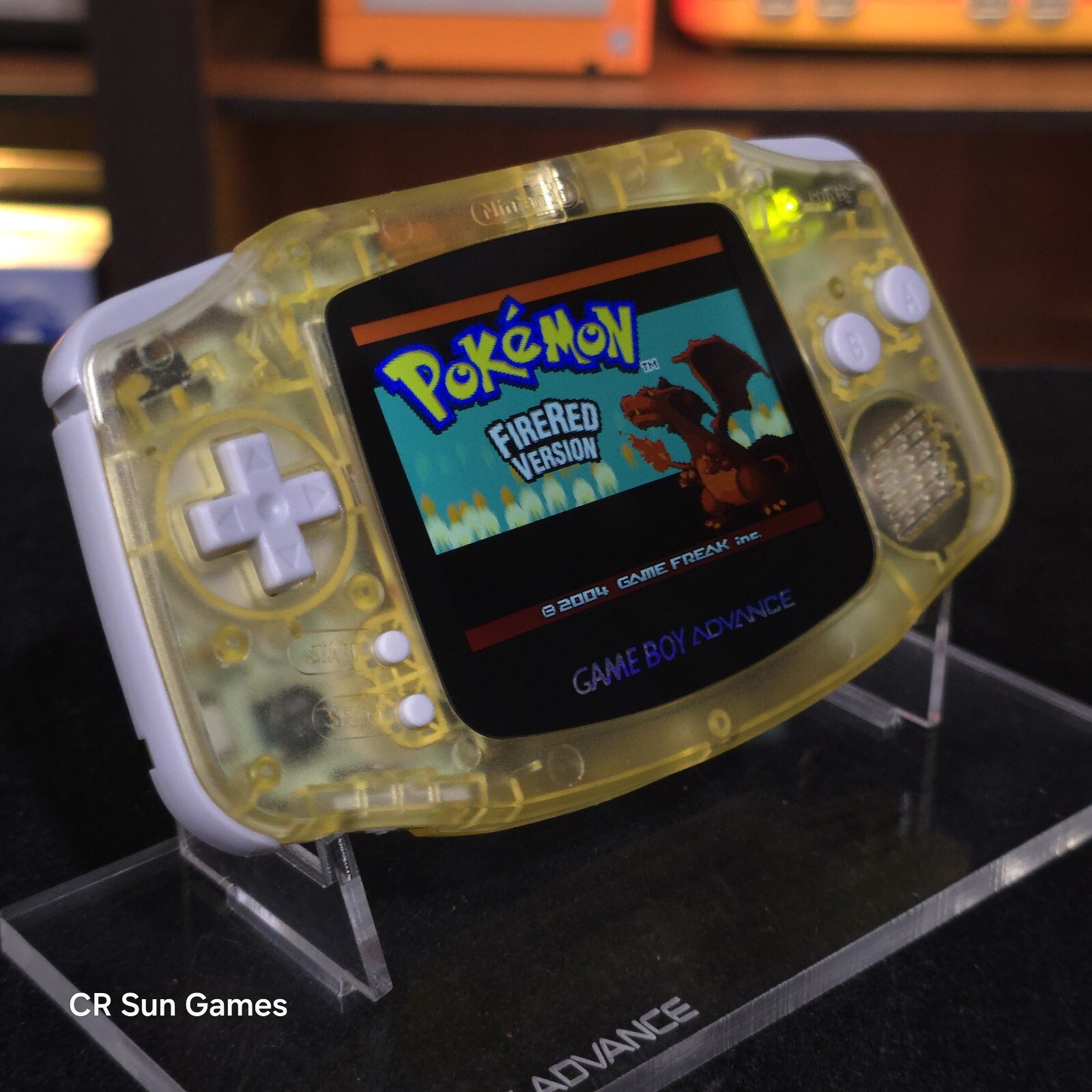 Clear Yellow Game Boy Advance GBA Console with iPS V5 Backlight Backlit LCD MOD