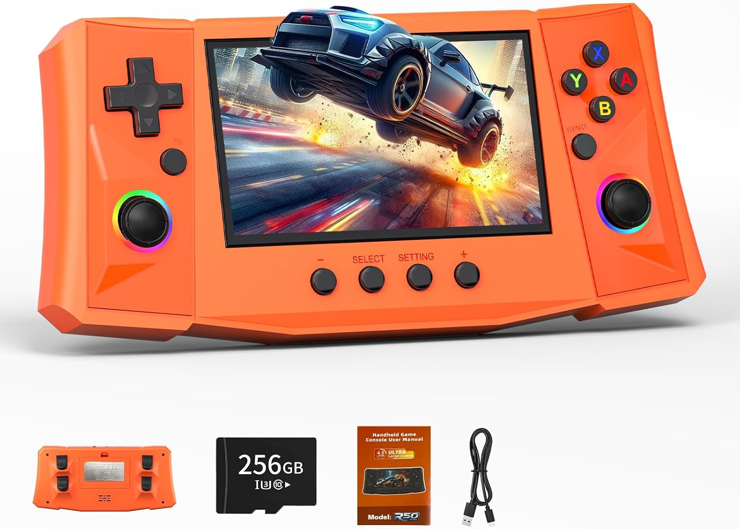 【50000 in 1】 R50 Ultra Handheld Game Console 4.5 Inch IPS Screen Mini Retro Cons