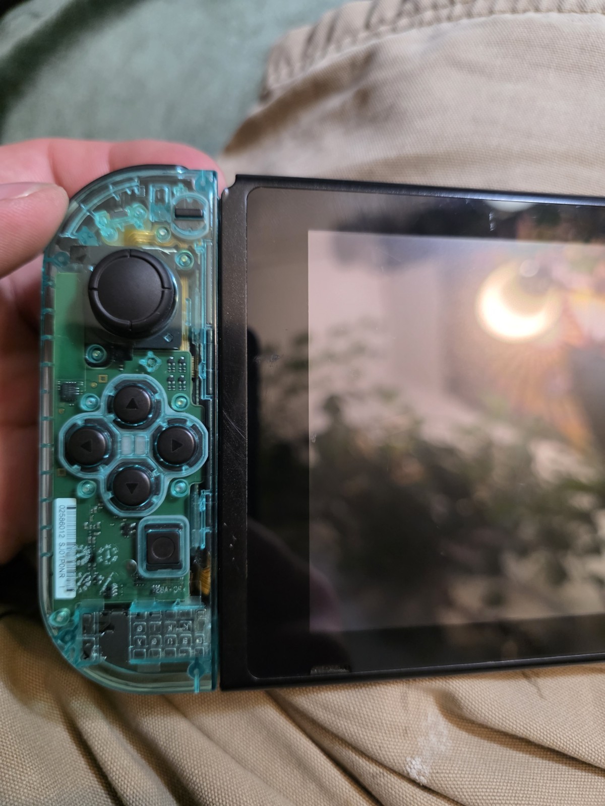 Nintendo Switch Handheld Console Custom Transparent Blue/Clear Shell w/ Joy-Cons