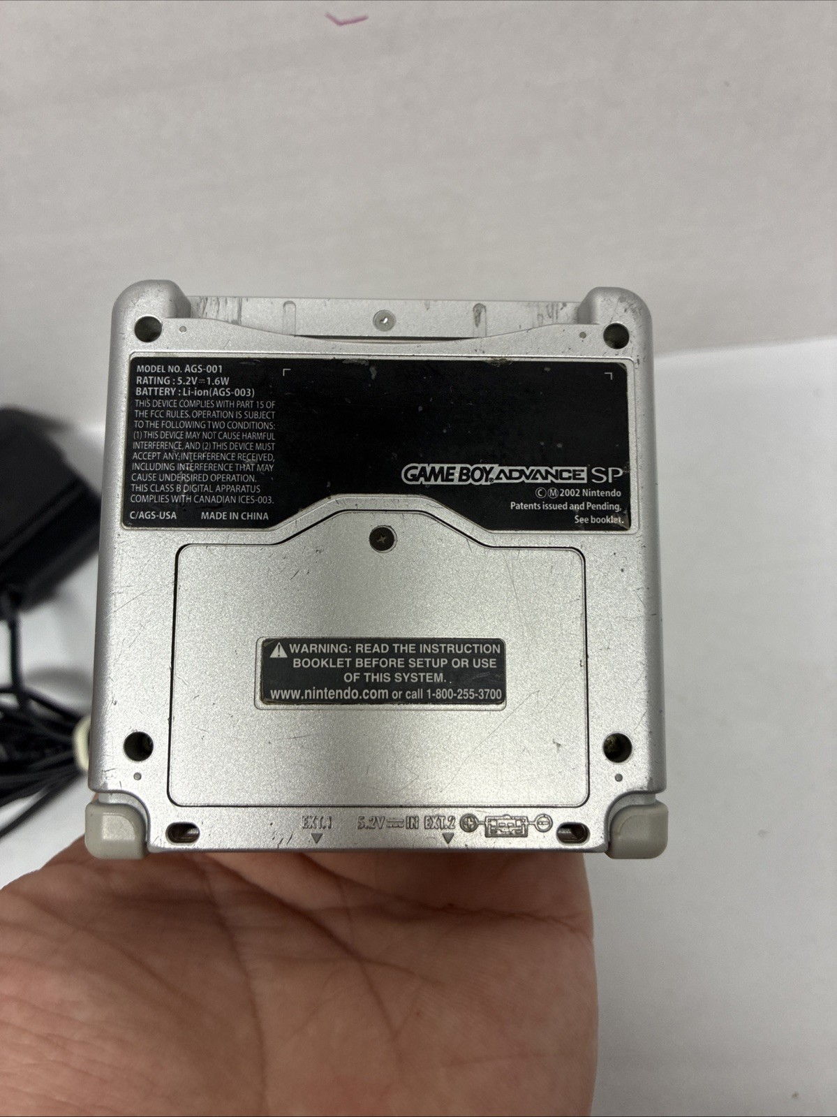 Nintendo Game Boy Advance SP AGS-001 Platinum Silver Console – Tested & Works