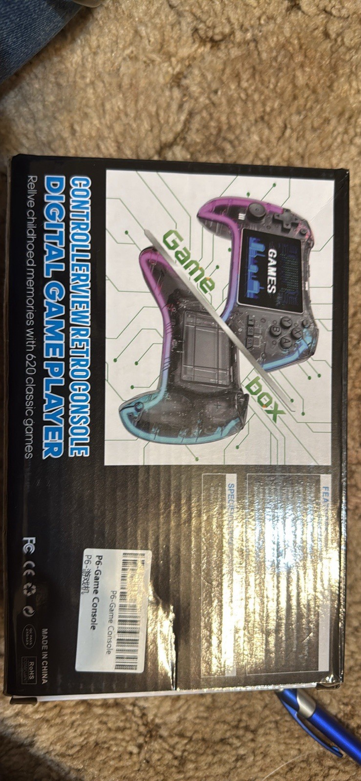 Gamebox P6 Game Box Handheld System, Digital Game Player, USB, RCA, Black