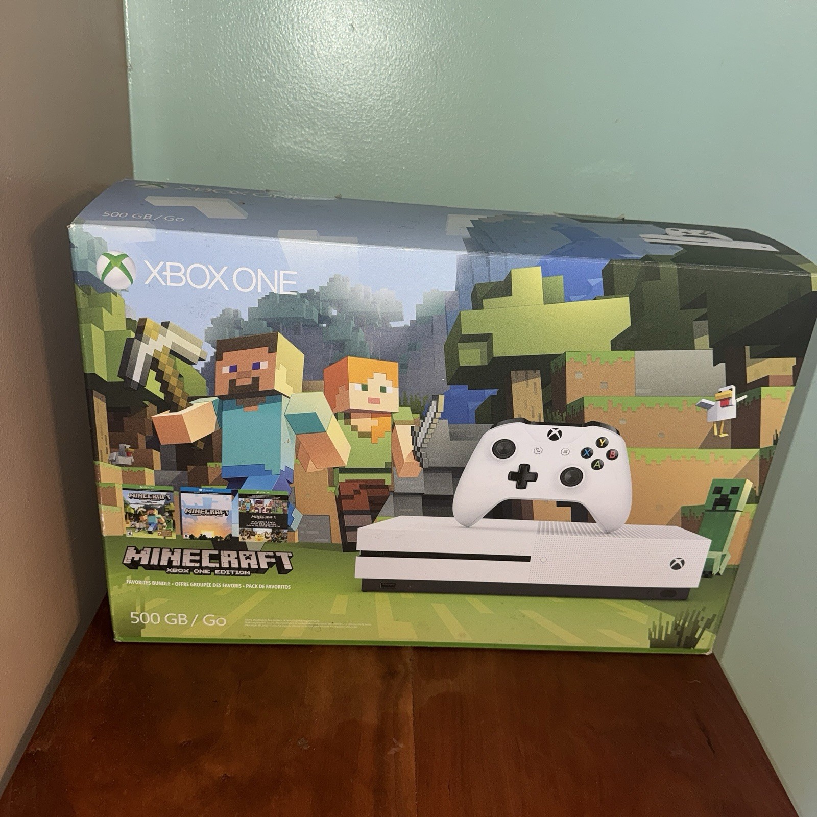 Microsoft Xbox One S White Console Minecraft Box Inserts Cords No Controller 500