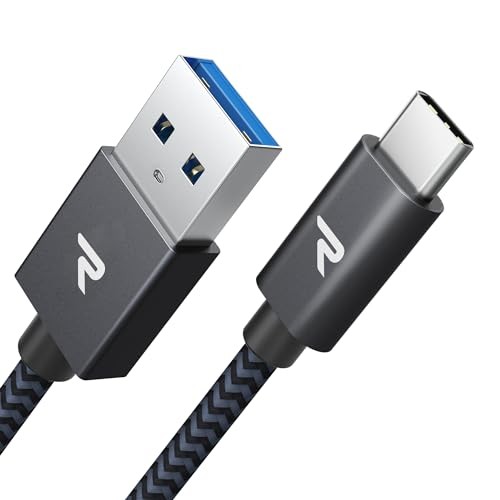 RAMPOW USB C Cable (1m/Black) – Type-C Cable for Fast Charging QuickCharge 3.0