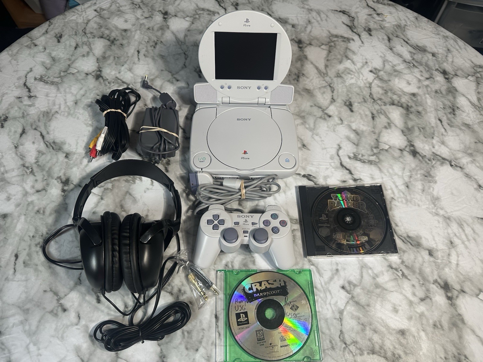 Sony PlayStation 1 Slim + LCD Combo Tested And Working With Games And Headphones