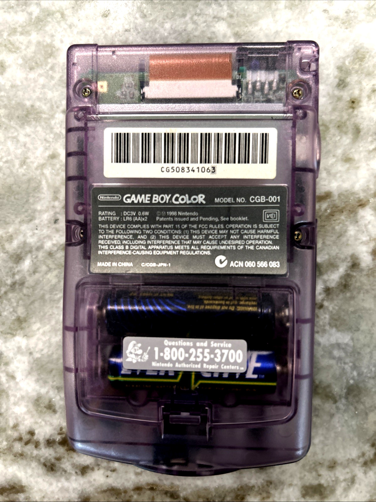 GameBoy Color Clear Atomic Purple Console Nintendo With 10 Games