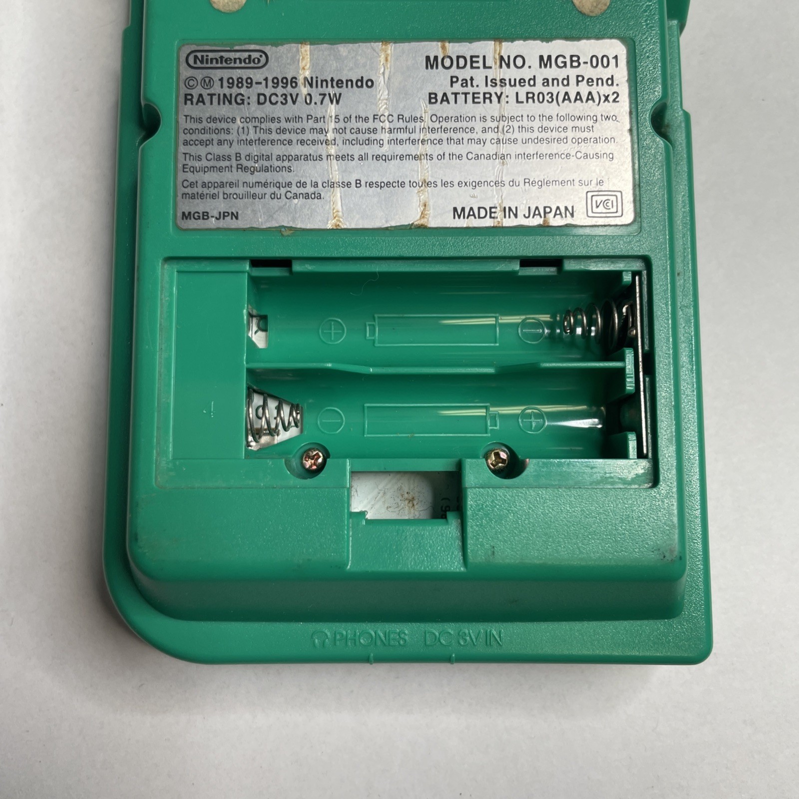 Nintendo GameBoy Pocket Console MGB-001 Green For Parts Or Repair