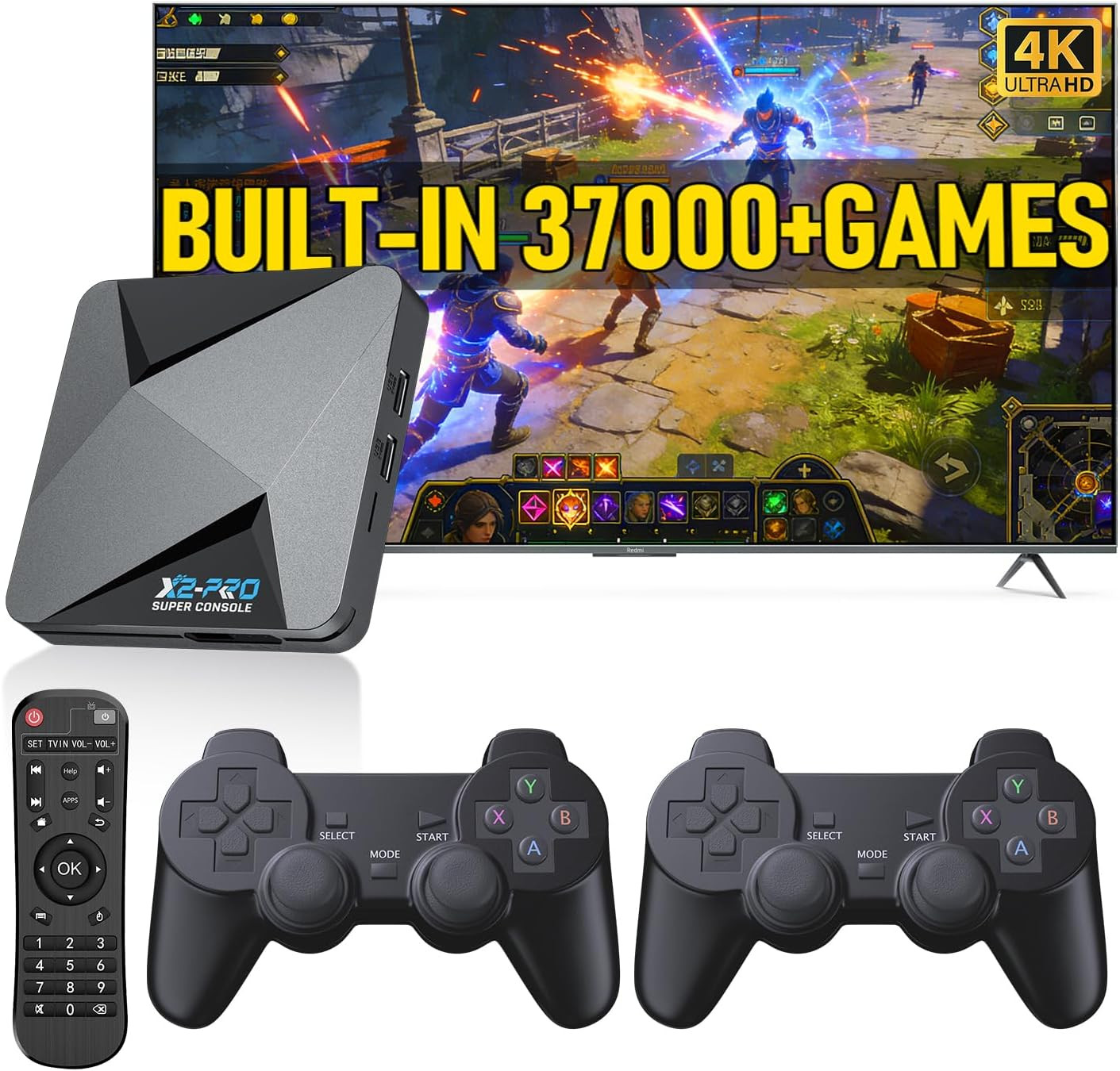 Kinhank Super Console X2 pro,Video Game Console with 37000+Classic Games,4K Retr