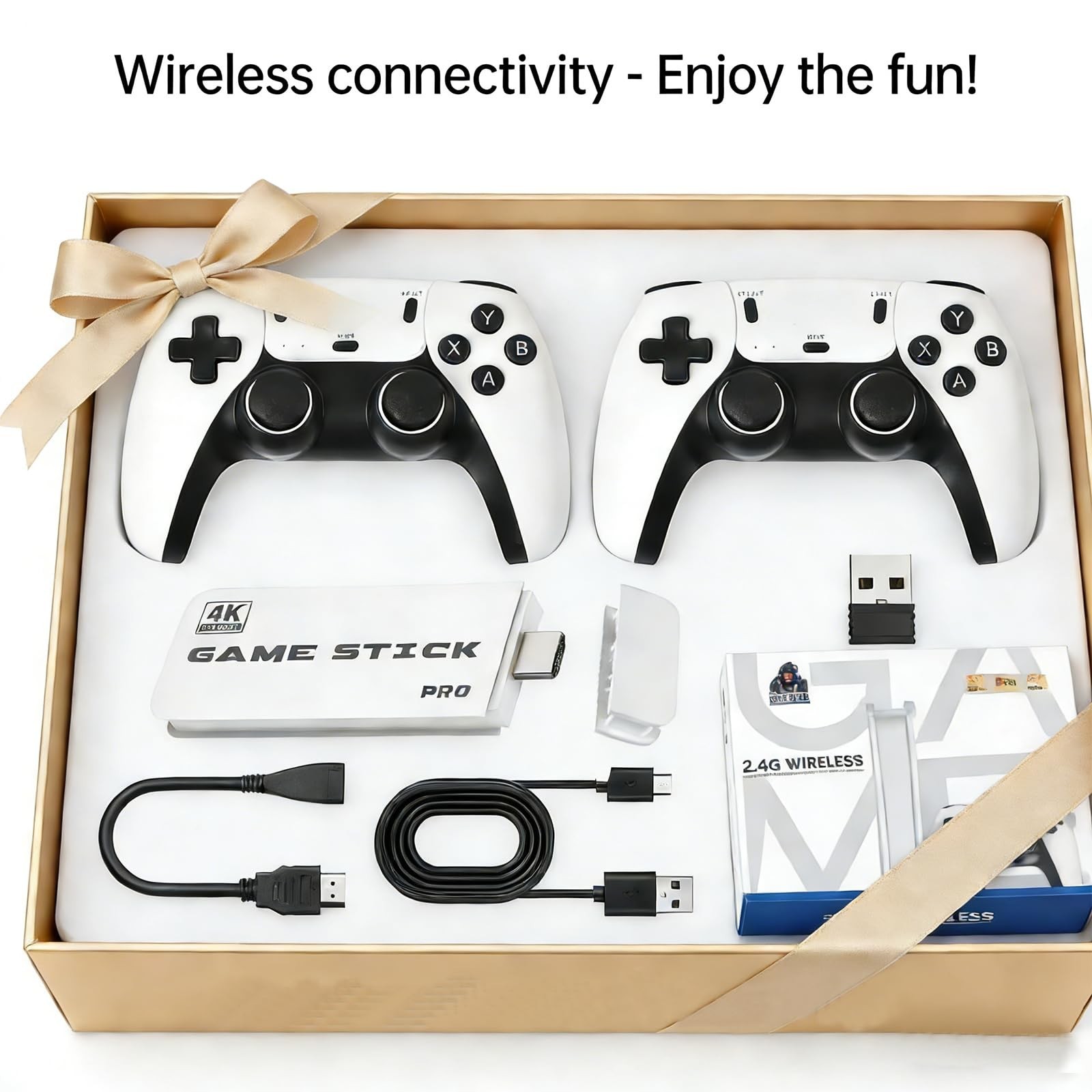 128GB Retro Game Stick Pro – Plug & Play HDMI Console, Dual Wireless Controllers