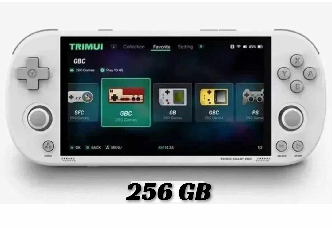 TRIMUI SMART PRO 256GB CONSOLE 15000 GAMES PORTABLE DISPLAY 4.96 WHITE BACK