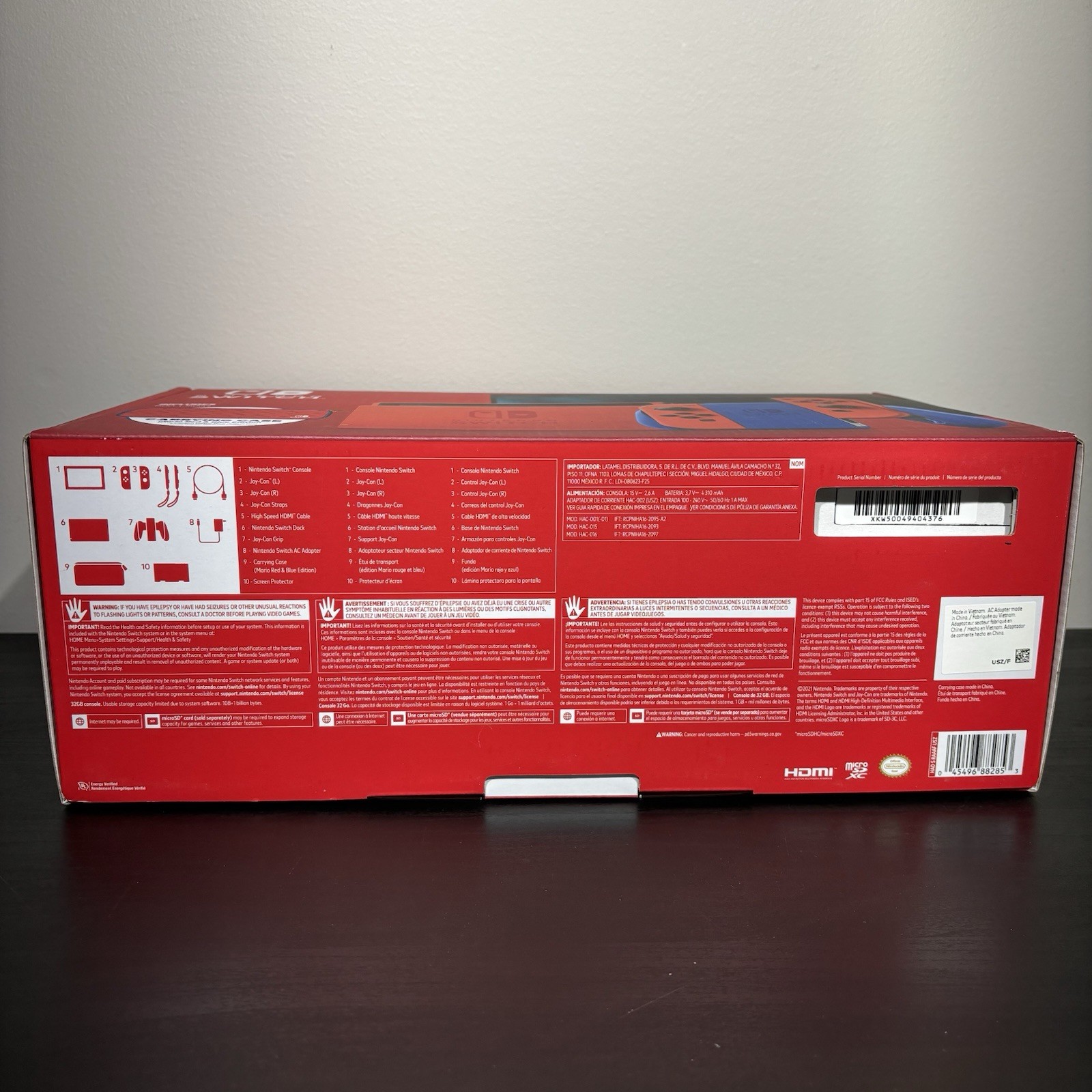 Nintendo Switch Console HAC-001(-01) Mario Red & Blue Edition 32GB New Sealed