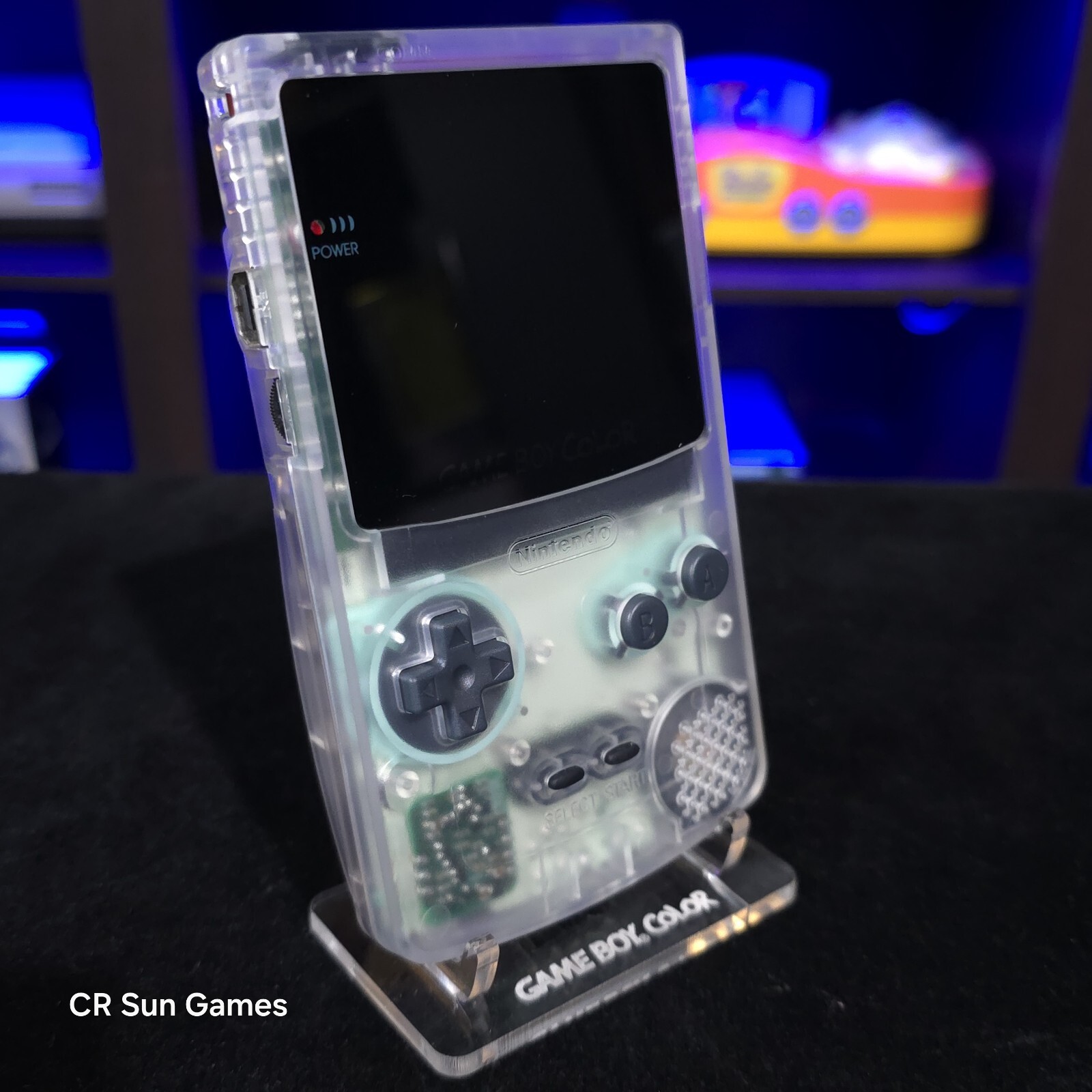 Clear Gameboy Color Console OLED Touch Screen With USB-C Rechargeable Battery