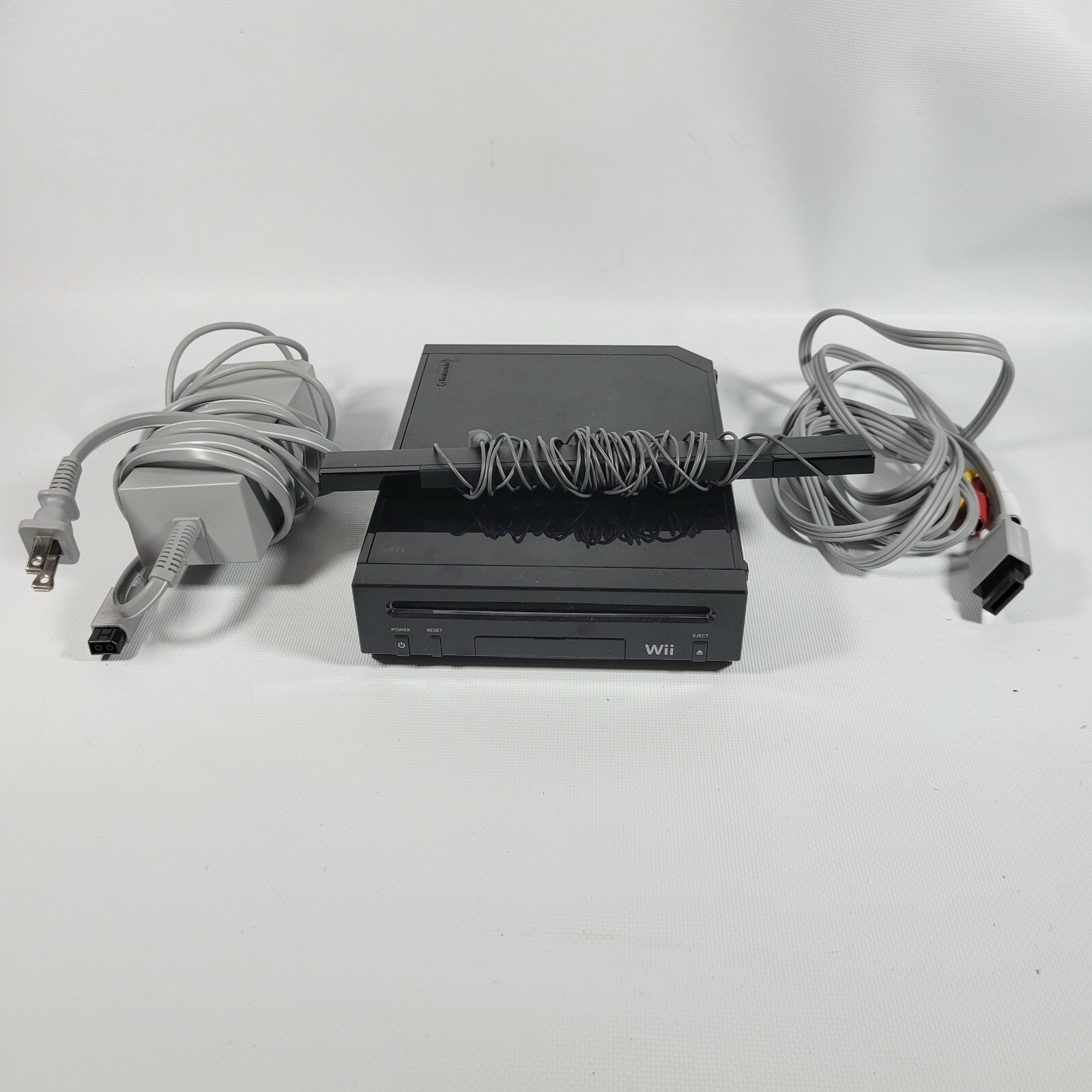 Nintendo Wii Black Console RVL-101 USA Sensor Bar Power Supply RVL-009 Cord
