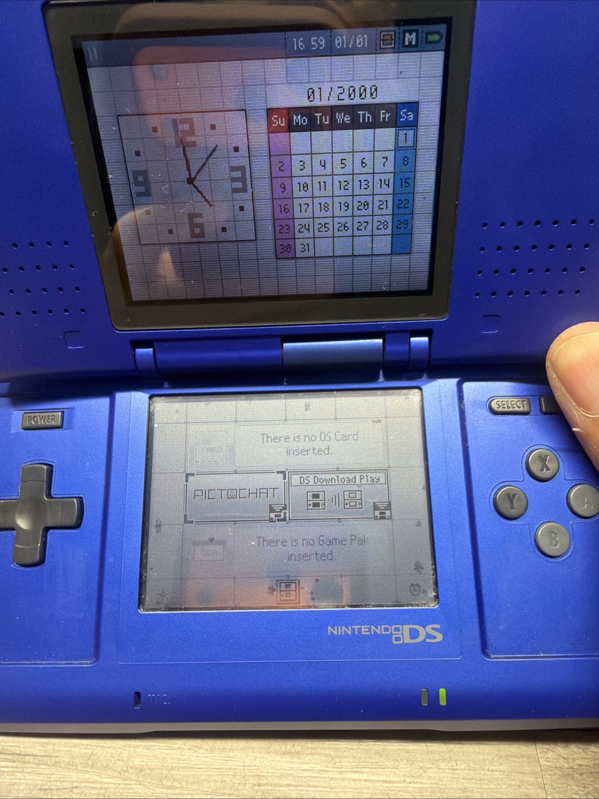 Nintendo DS Model NTR-001 w/ Charger – Original Cobalt Blue – Tested READ !!!!!!