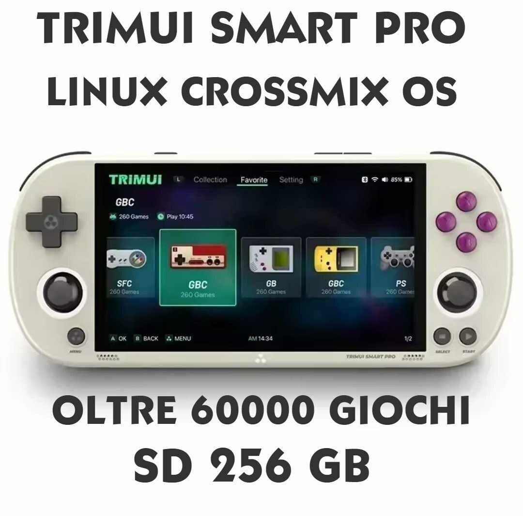 TRIMUI SMART PRO CROSSMIX 256GB SANDISK 60000 Games CONSOLE DISPLAY 5 GRAY
