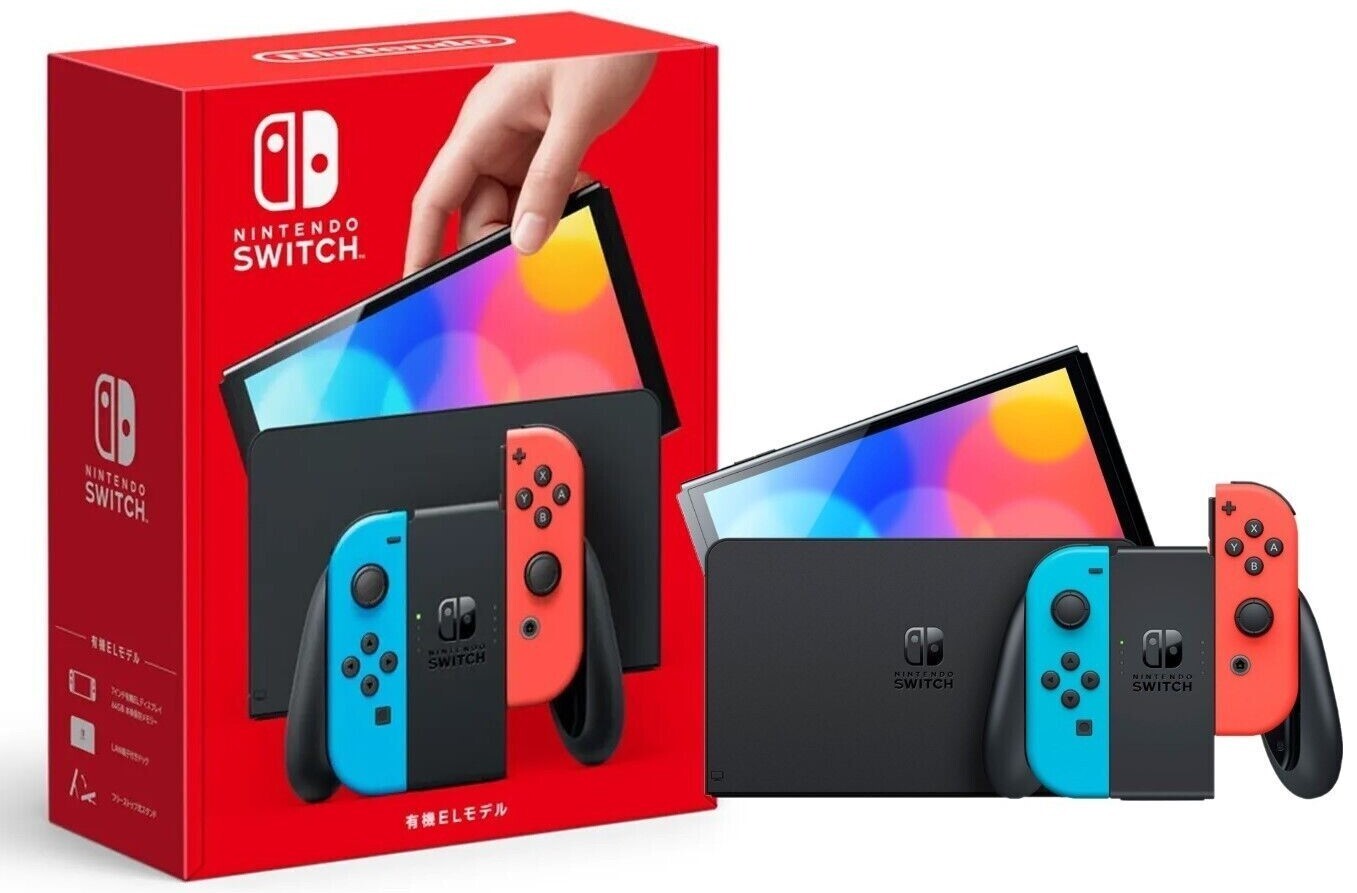 NEW Nintendo Switch OLED 64GB Neon Console SP Bundle + 🛫 2-Day Shipping! 🛬