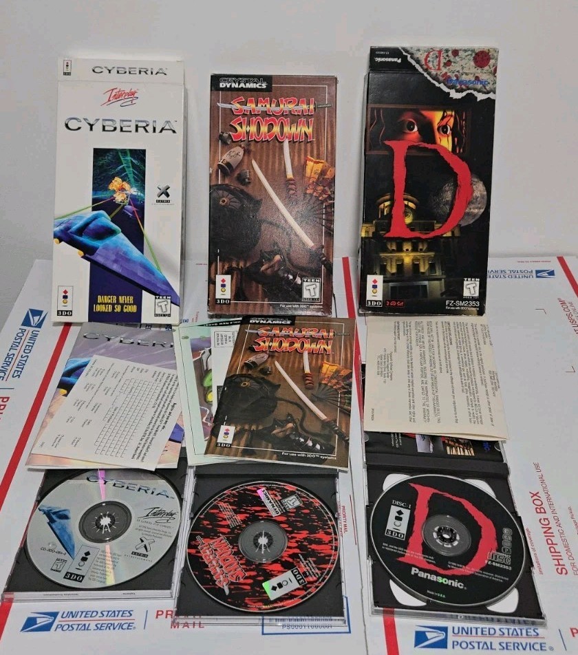 5 3DO Games Including Samurai Shodown, D, Out Of This World, Cyberia READ!