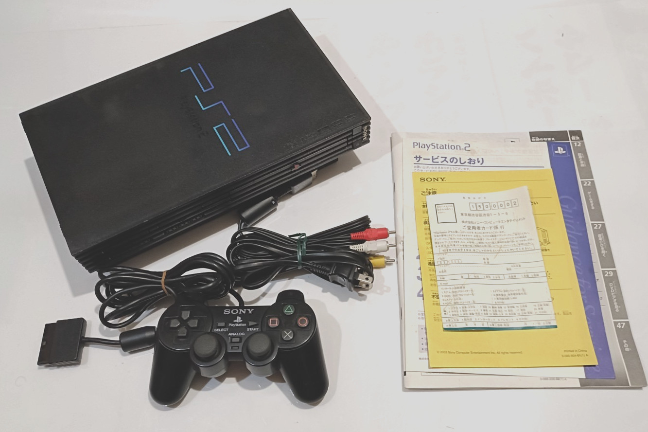 PS2 Midnight Black Console Sony PlayStation 2 NTSC-J SCPH-50000 NB Complete+ Box