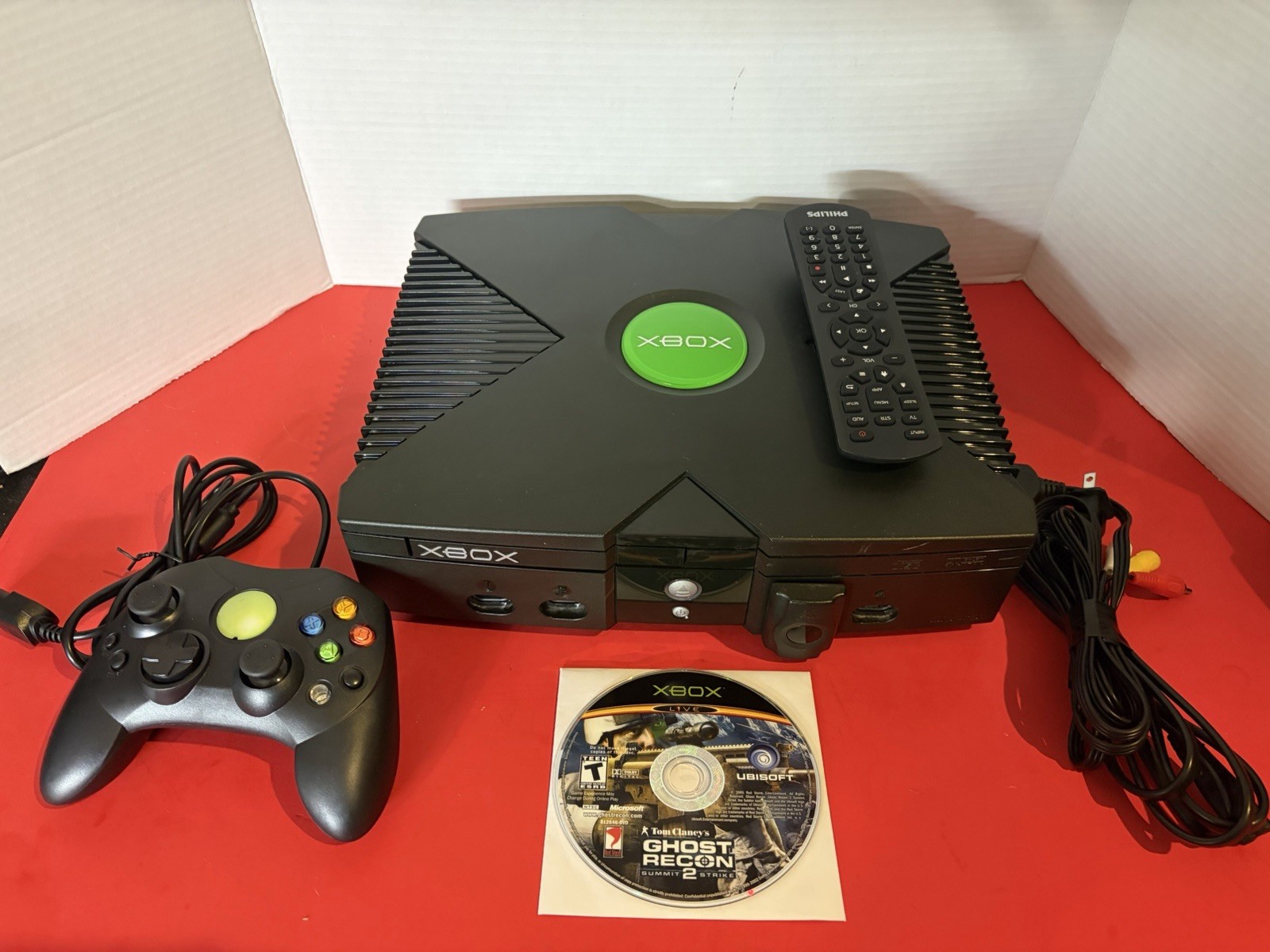 Xbox Original Console New Controller Power/AV Cables Cleaned Tested Works Great