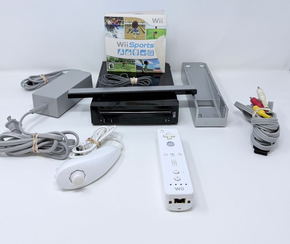 Nintendo OEM Wii Console W/ Wii Sports Game Bundle-Black- TESTED & WORKS