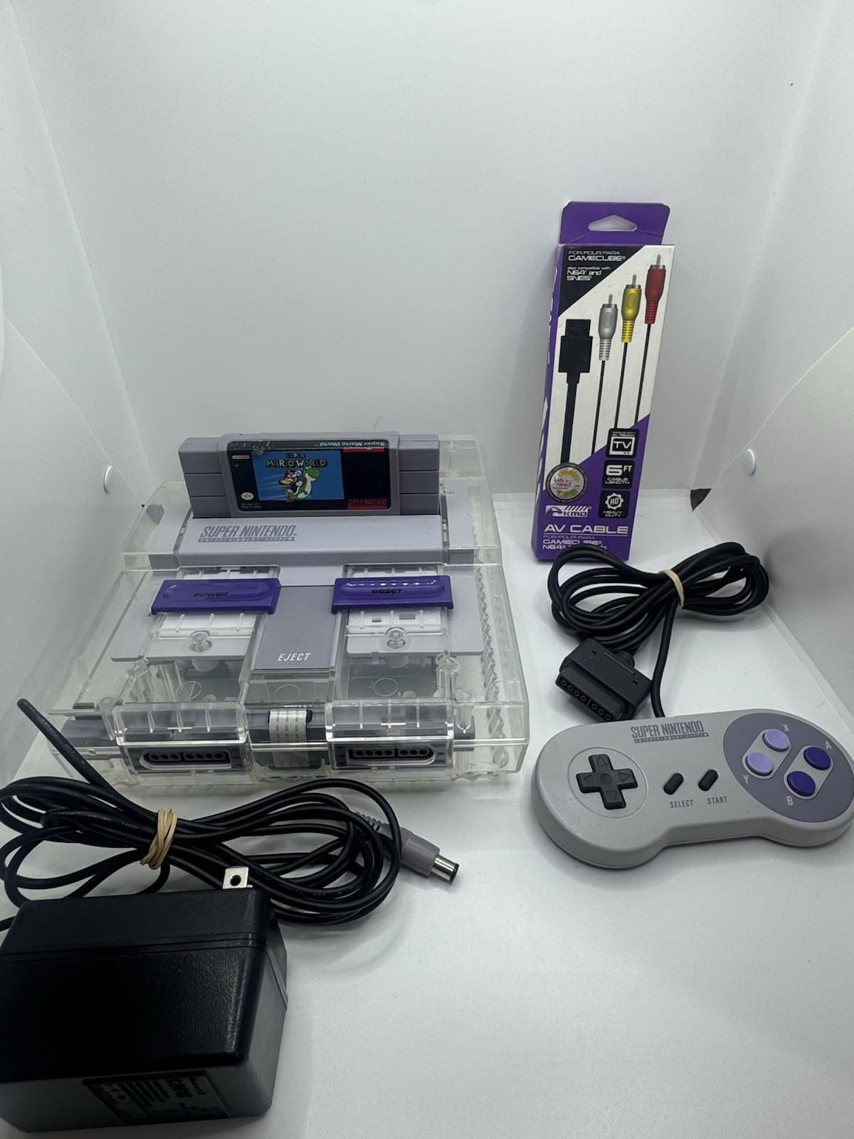 Recapped SNES Super Nintendo 1 Chip 01 Bundle Clear Shell C11 Recapped Ghosting