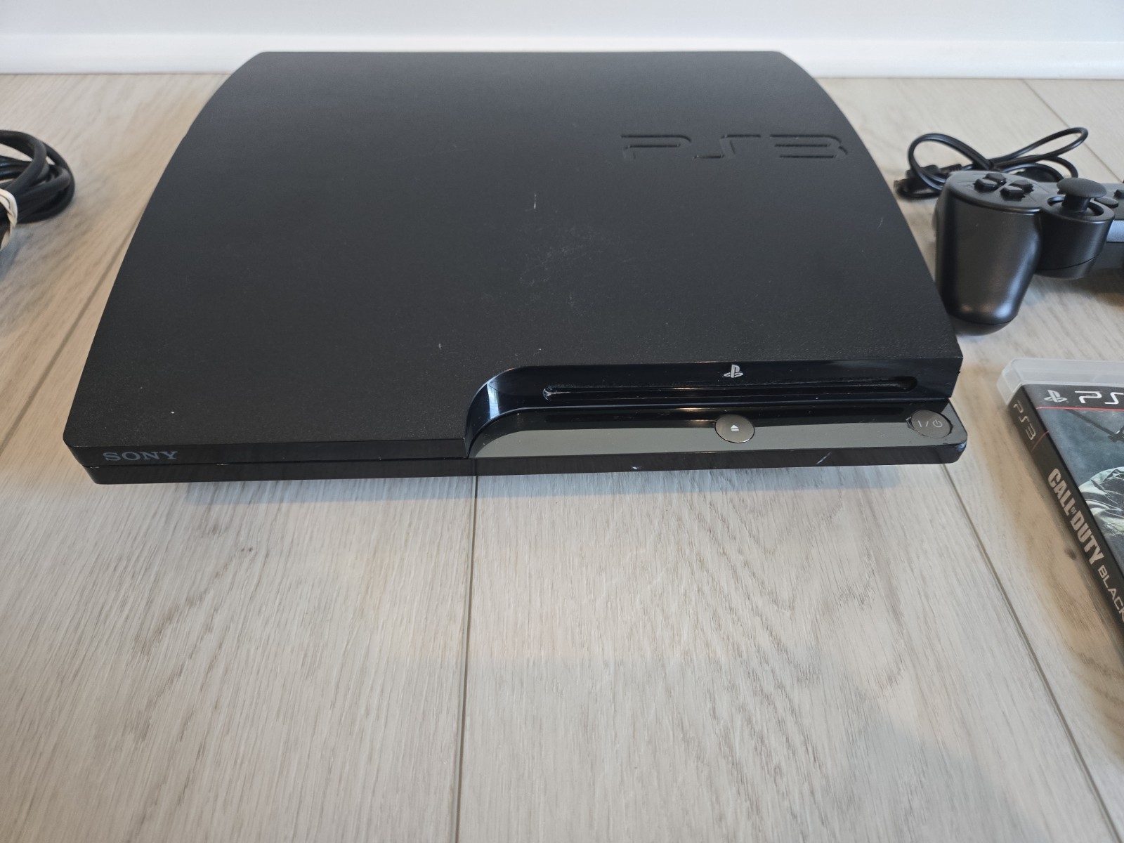 Sony PlayStation 3 PS3 Slim Console 250GB 2001B Controller & Cables Working!