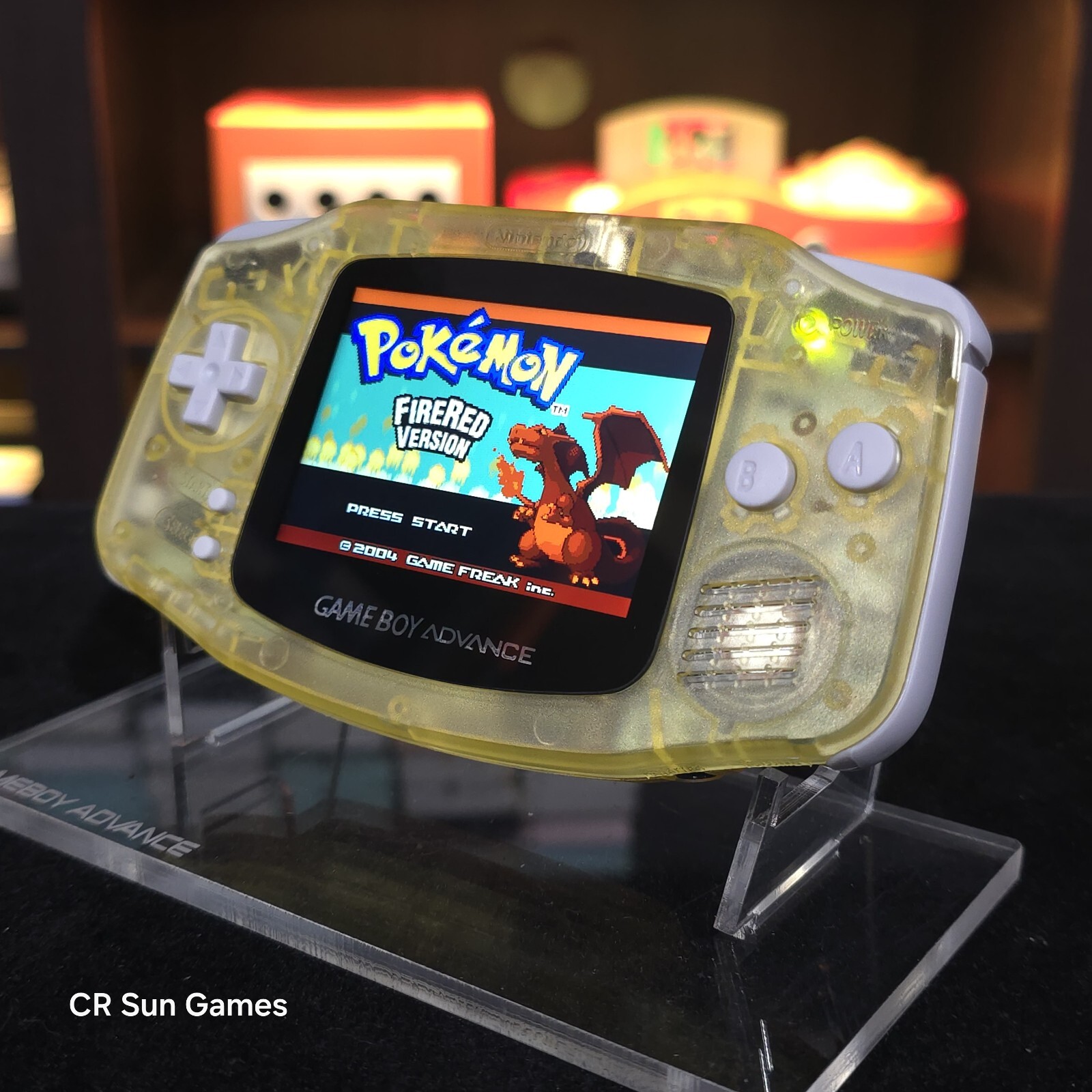 Clear Yellow Game Boy Advance GBA Console with iPS V5 Backlight Backlit LCD MOD