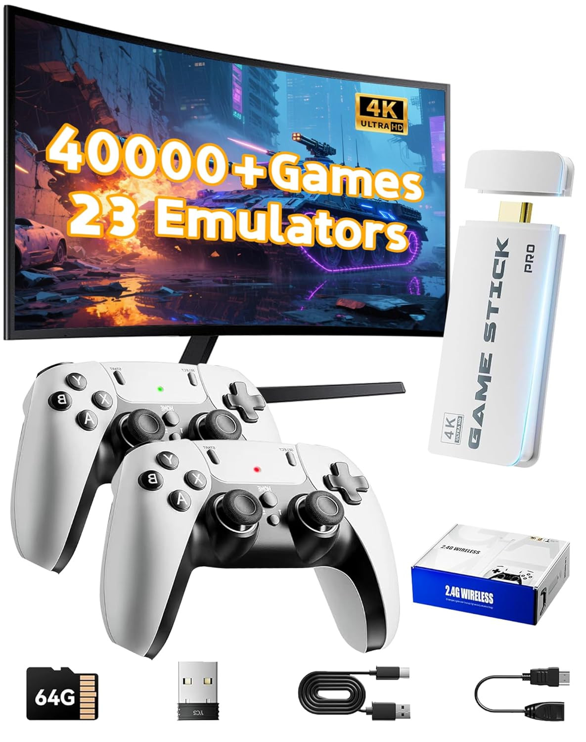2026 Upgraded Retro Gaming Console Stick Pro, Video Games Stick with 4K HDMI Bui