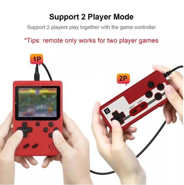 Red Retro Handheld Game Console 400 Classic Games Rechargeable TV Connectable
