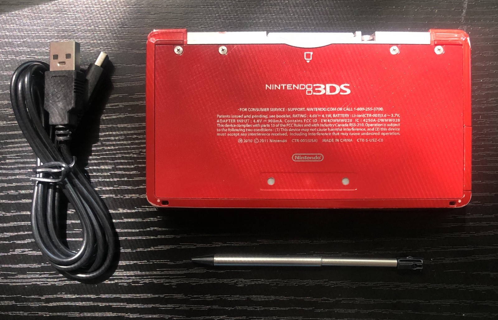 Nintendo 3DS Flame Red CTR-001 Handheld Console w/ Charger/Stylus– Fully Tested