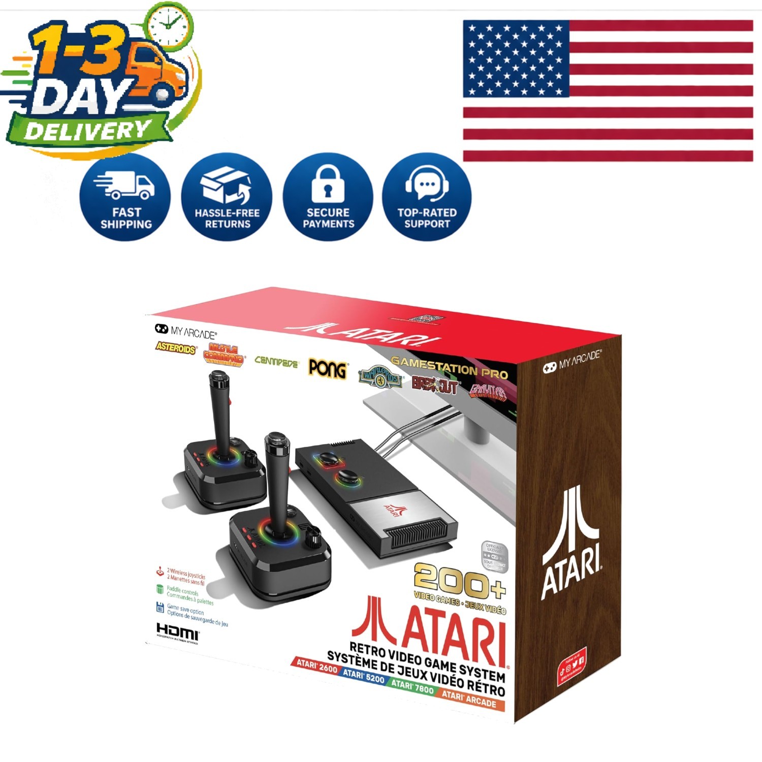 Retro Atari Game Station Pro: Multiplayer Console with RGB Lights & 200+ Titles