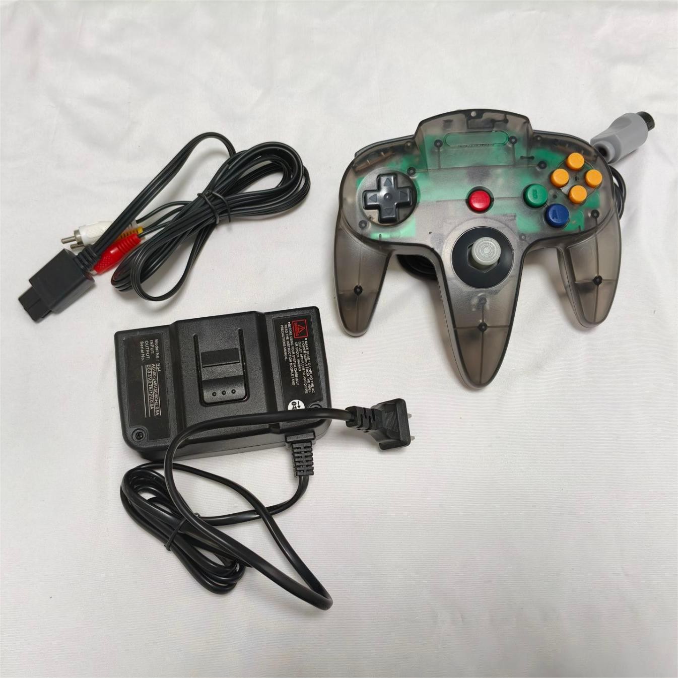 USA Nintendo N64 Console Systemv Clear Gray Shell Bundle W/Oem controller Cords