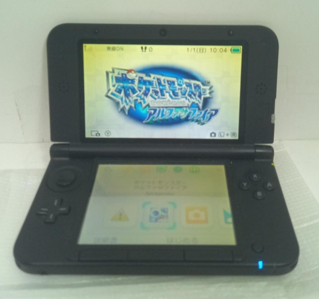 3DS/2DS/DS Working Item Nintendo 3Ds Ll Body Black Silver Box Manual Inclu Japan