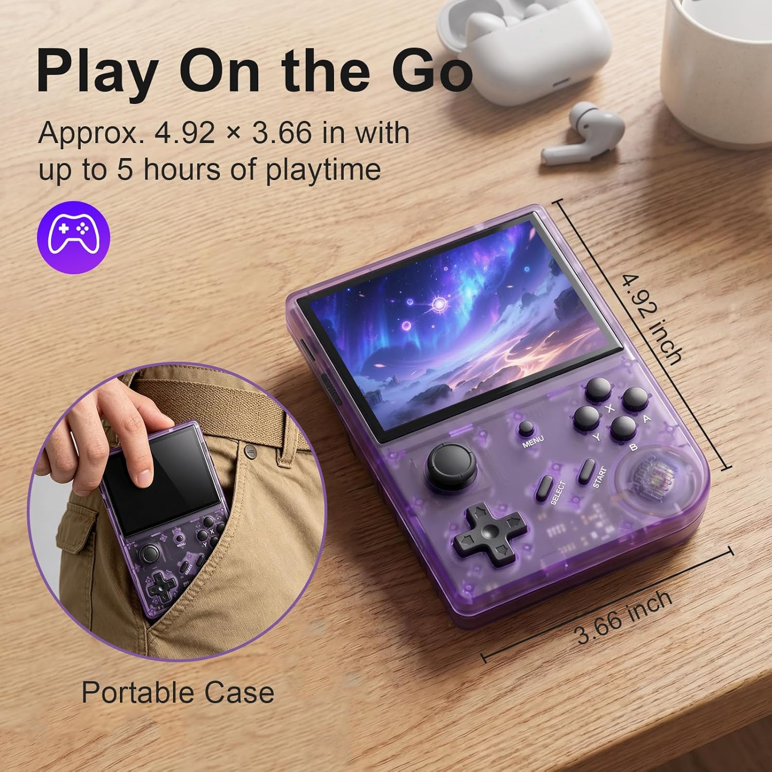Retro Handheld Game Console with 2100+ Built-In Games, 64GB TF Card, 3.5-Inch IP