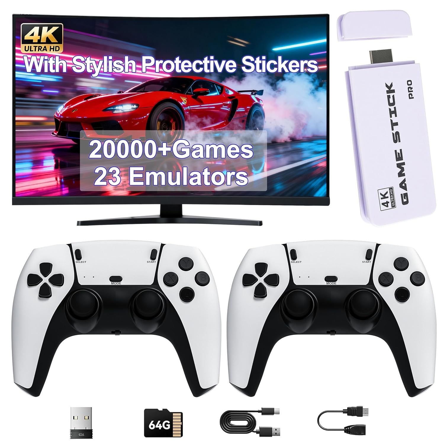 2026 Upgraded Retro Gaming Console Stick, Video Games Stick Built-in 23 Emula…