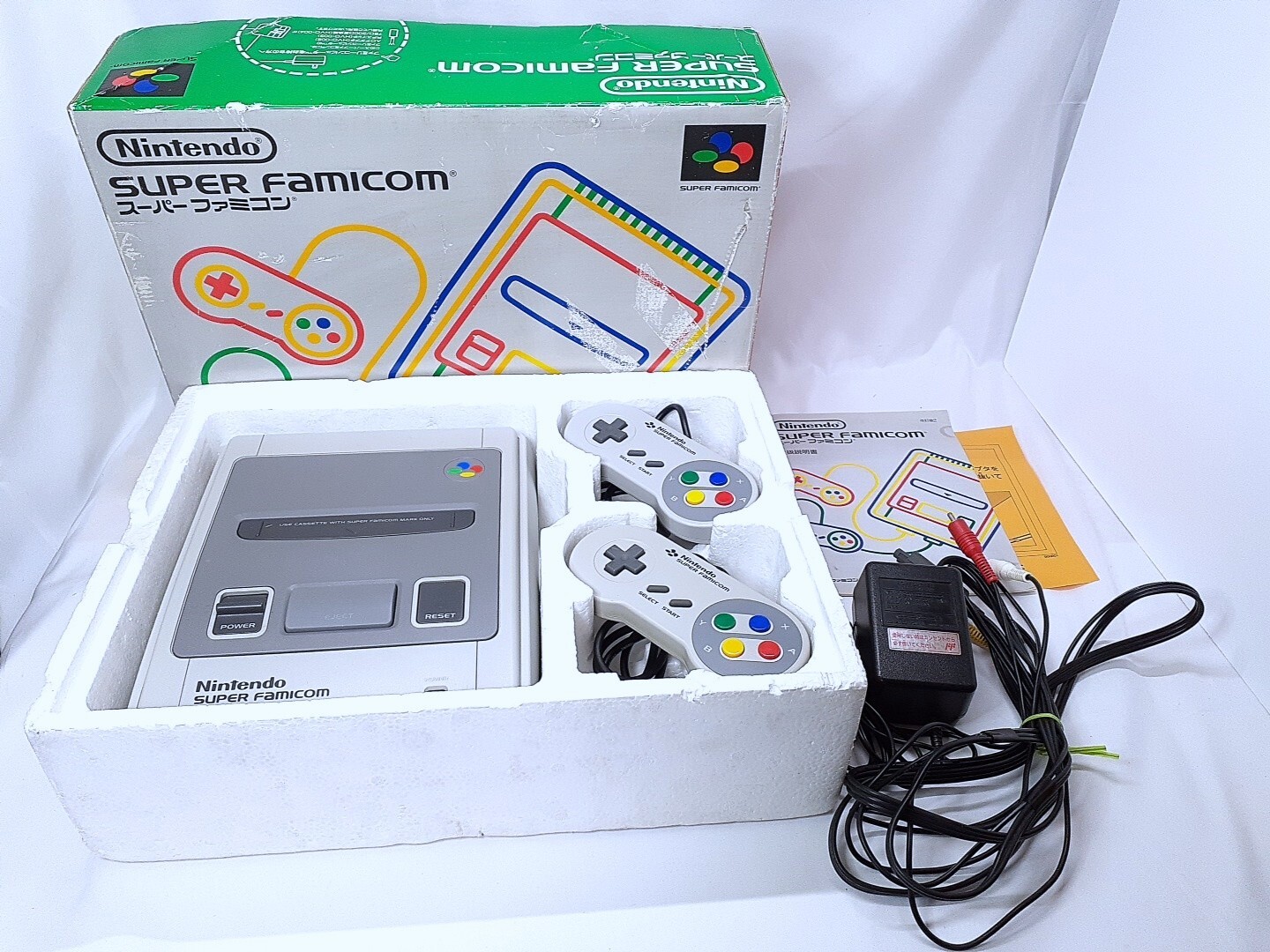 Super Famicom 1chip-02 Console Nintendo Boxed set Adapter NTSC-J Tested CIB