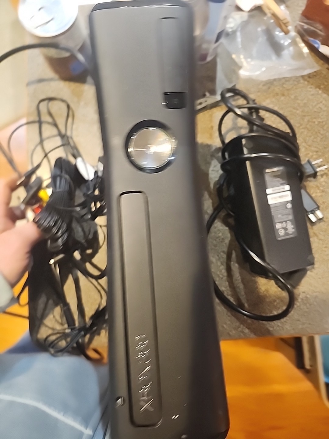 Microsoft Xbox 360 S Console – Black (1439) W/ IR & Sensor Cords & Power Brick