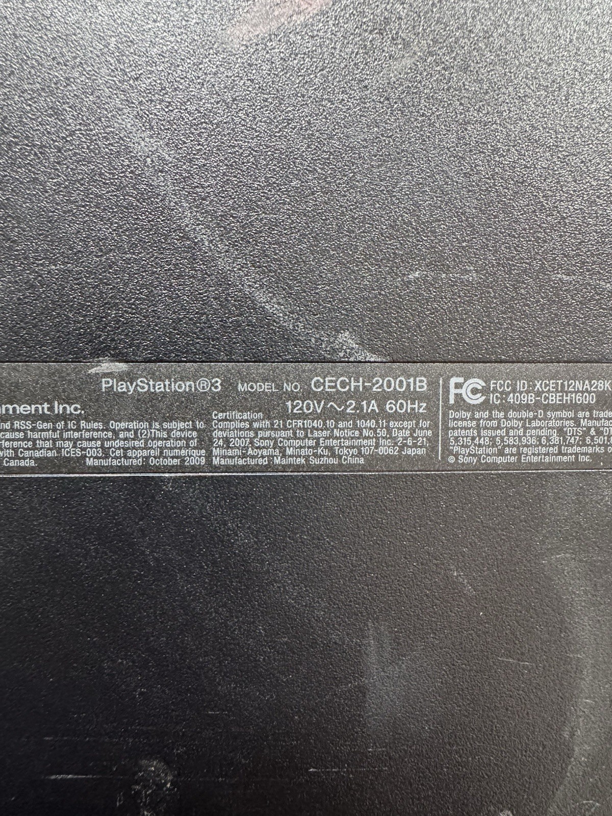 Sony PlayStation 3 CECH-2001B PS3 Slim **No Power