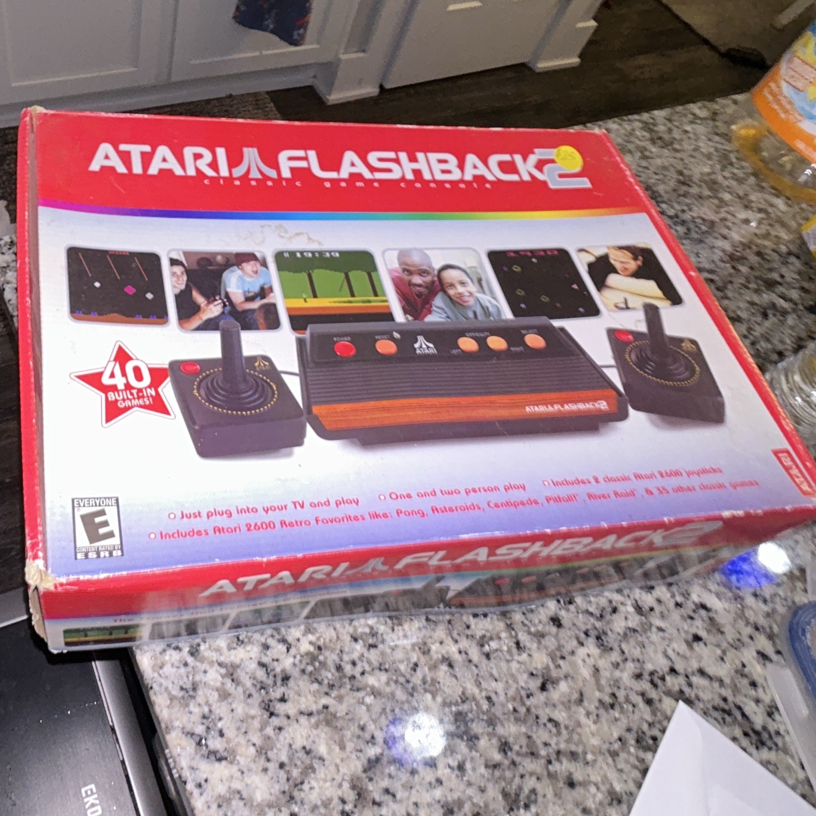 Atari Flashback 2 Built-In Games Console, Black/Woodgrain, 2 Joysticks RCA