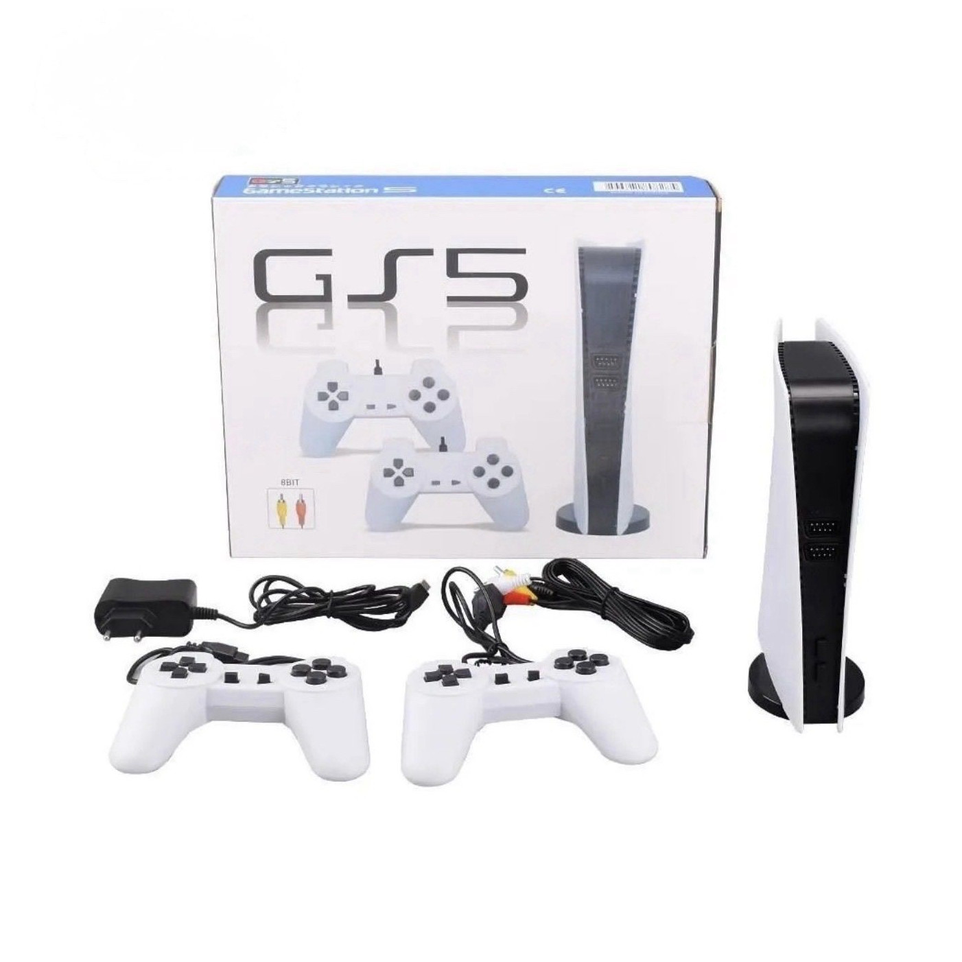 GS5 Home Video Game Console 6-bit Bundle 2 Controllers AV/Power RCA White/Black