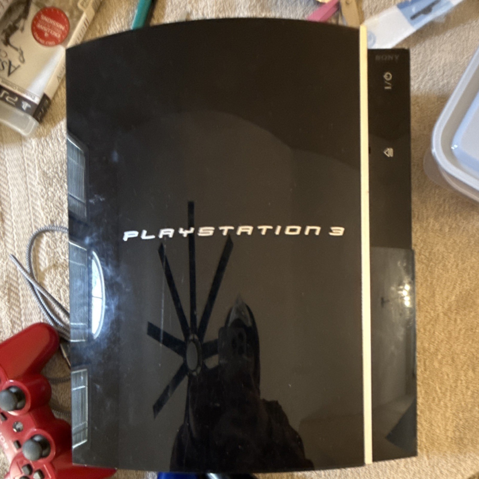 Sony PlayStation 3 Console Black with Red, Blue, Black Controllers Blu-Ray Wi-Fi