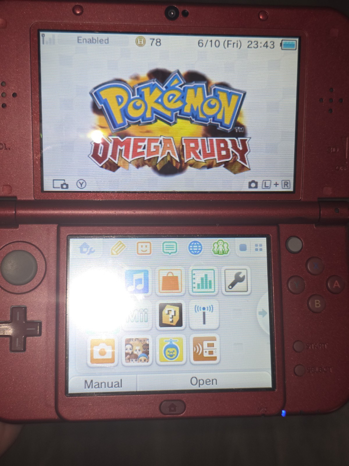 Nintendo “New” 3DS XL Metallic Red Handheld Console System RED-001 With Pokemon