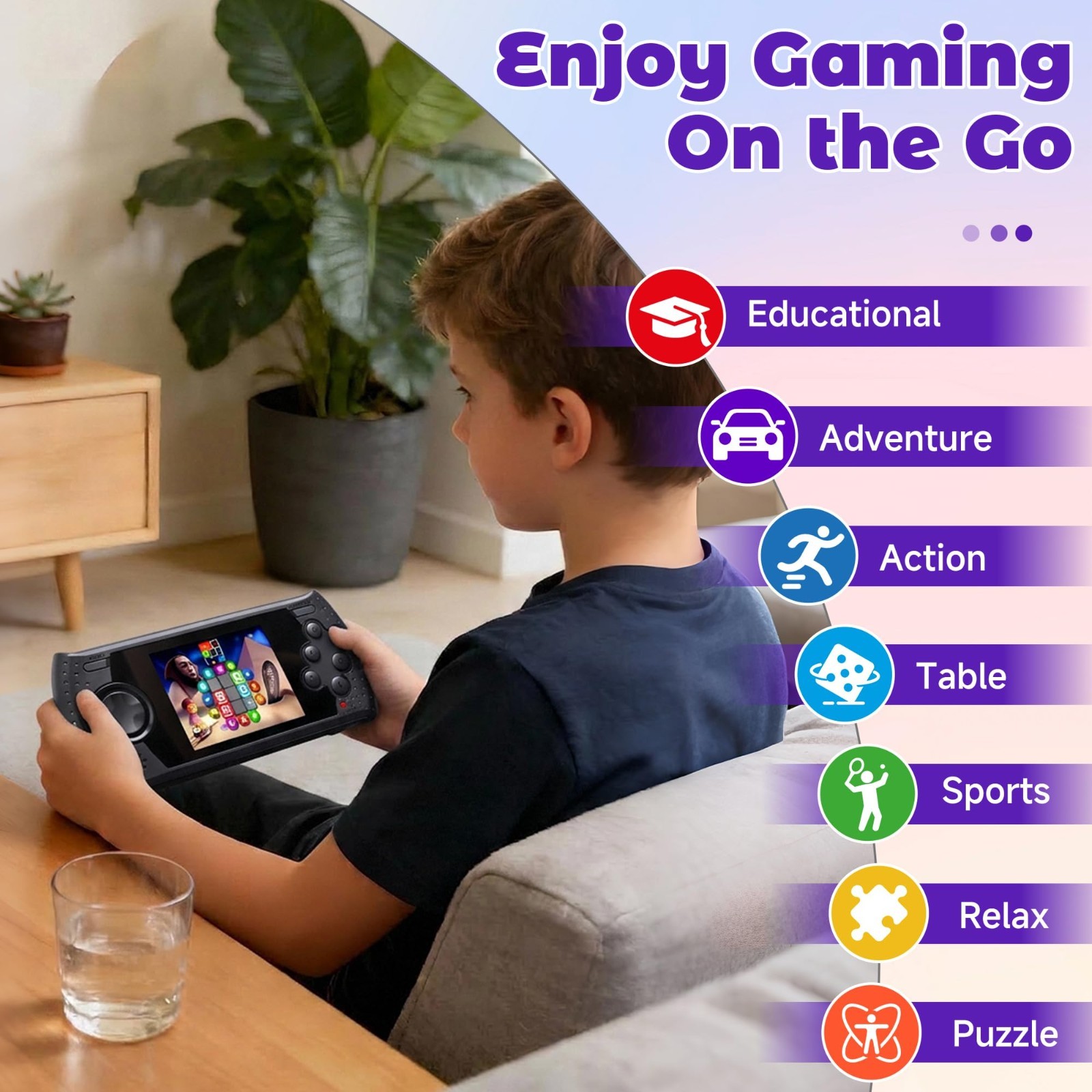 16 Bit Handheld Game Console – 230 Retro Video Games, USB Rechargeable, 3″ Porta