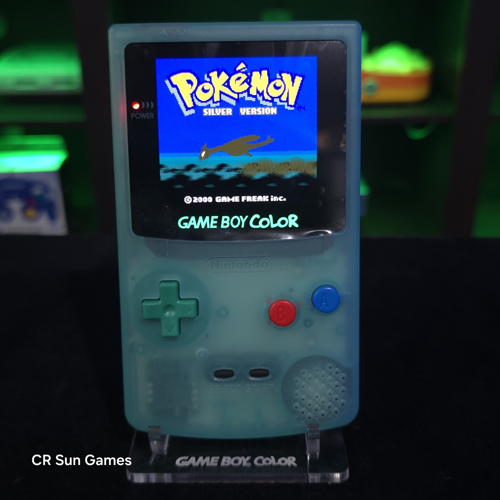 Glow In The Dark Blue Gameboy Color Console OLED Touch Screen GBC Game Boy