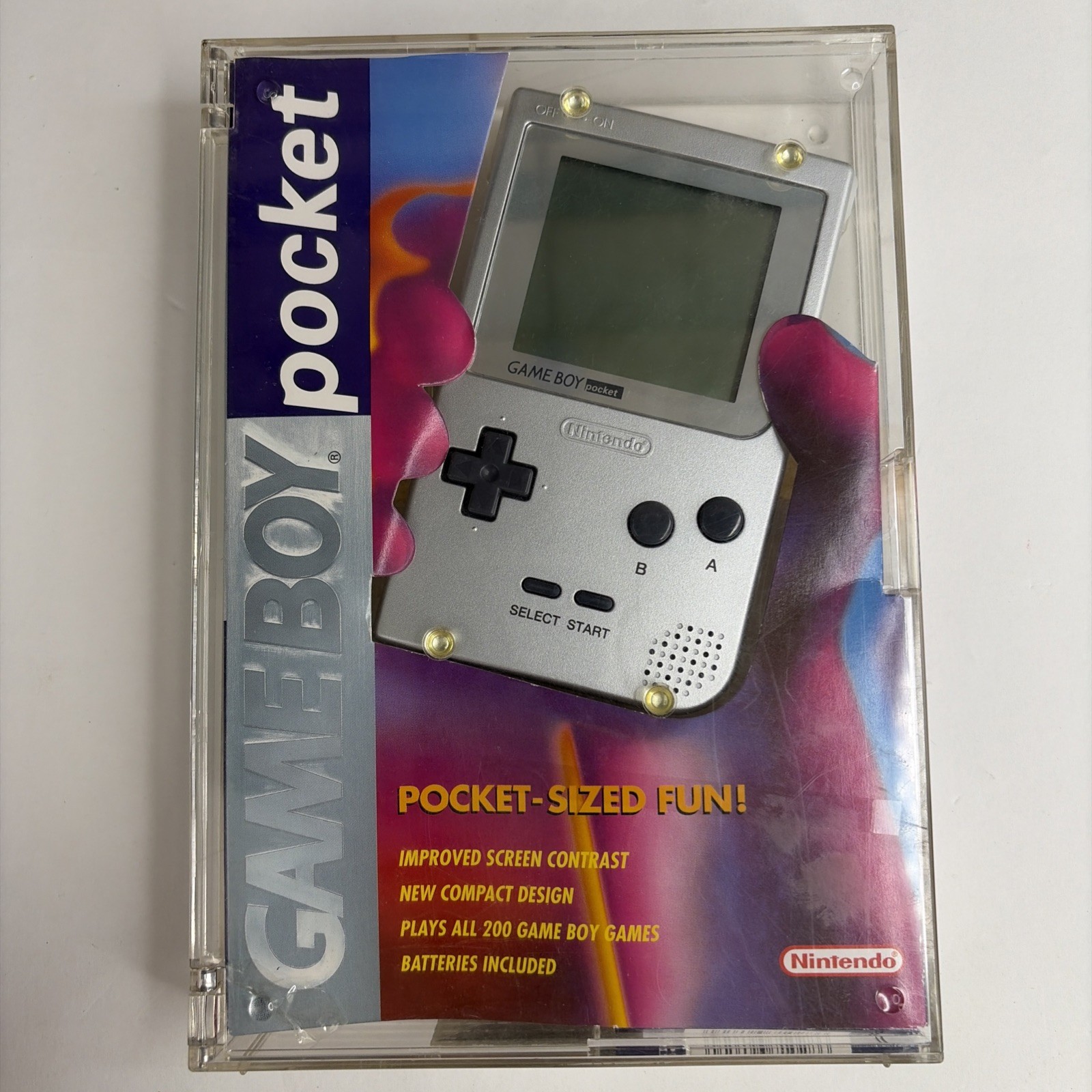 CLEAN Nintendo Game Boy Pocket Silver Handheld MGB-001 Complete Box CIB Tested
